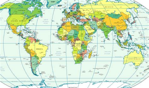 Map of the world continents and countries