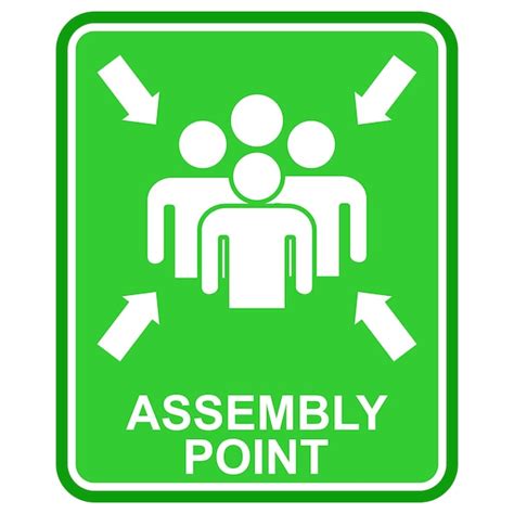 Premium Vector | Assembly Point, green and white signs