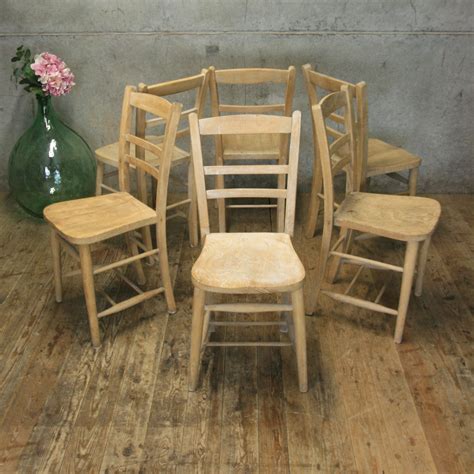 Set of Six Vintage Rustic Chairs #1502m – Mustard Vintage