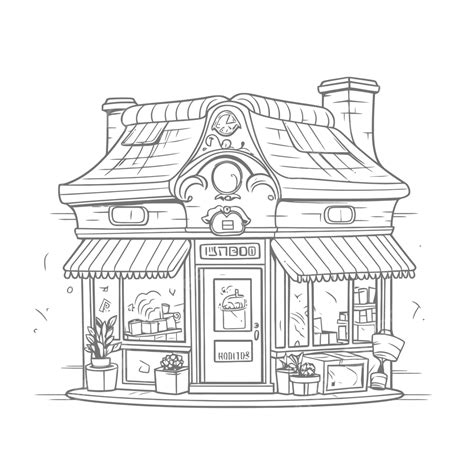 Drawing Of A Small Building Outline Sketch Vector, Wing Drawing ...