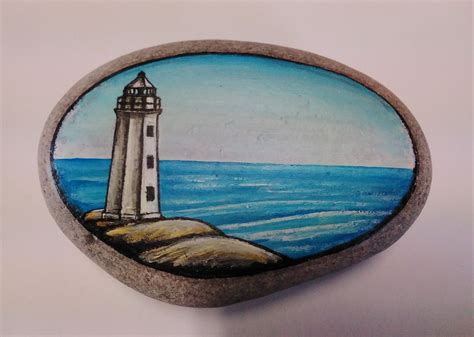 Lighthouse Painting on Atlantic Ocean Beach Stone Lighthouse | Etsy