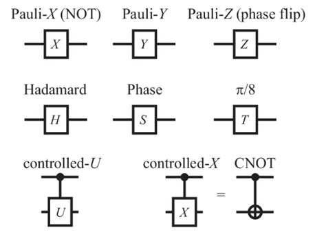 Circuit representation of elementary quantum gates. | Download ...