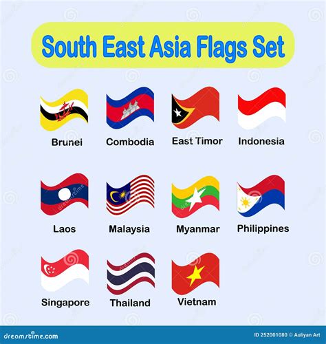 Vector AEC Asean Economic Community Flags ASEAN Association Of ...