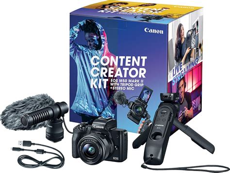 50% Off Discount Canon EOS M50 Mark II Content Creator Kit, Mirrorless 4K Vlogging Camera Kit ...