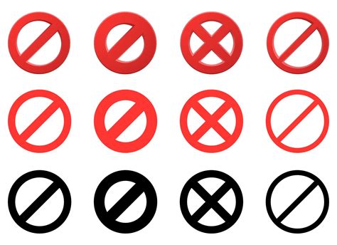 Prohibitory sign vector design illustration set isolated on white ...