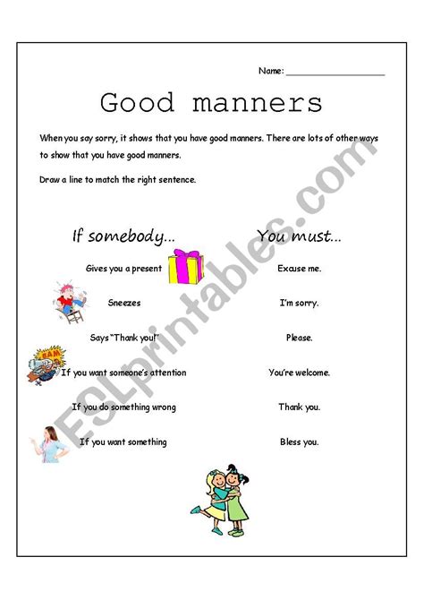 Printable Worksheets Good Manners Worksheets