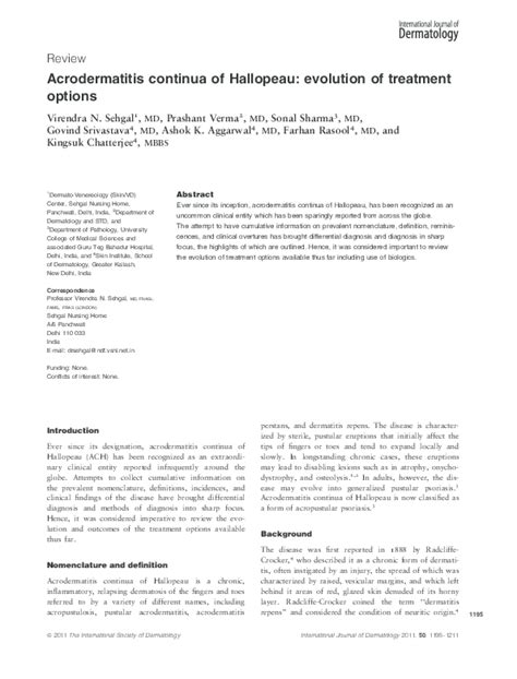 (PDF) Acrodermatitis continua of Hallopeau: evolution of treatment options | Farhan Rasool ...