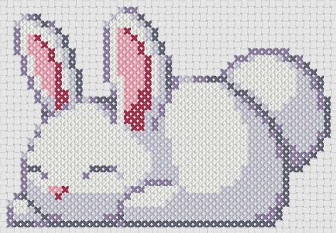 Free cross stitch patterns for babies: Sleepy Bunny - Cross Stitch 4 Free