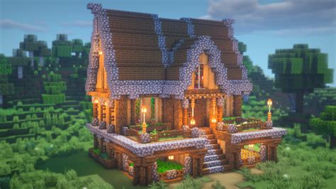 A Large Wooden Mansion the Has everything you would need for survival in Minecraft ...