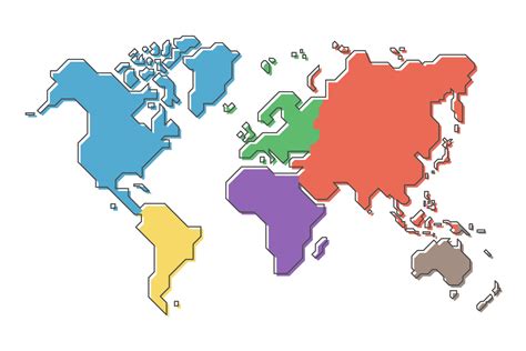 World map with multicolor continent and modern simple cartoon line design . 2650167 Vector Art ...