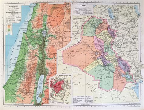 1945 Vintage Wartime Map : Middle East, Palestine, Israel, Iraq ...