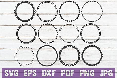 12 Round Dotted Monogram Frames SVG Cut Files