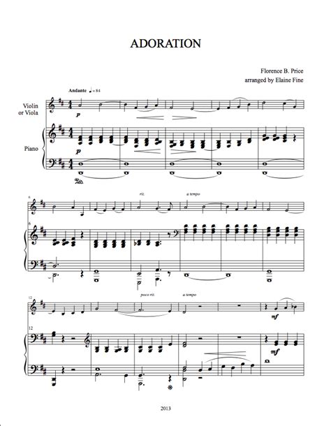 Elaine Fine's Thematic Catalog: Transcription: Adoration by Florence Price for Violin or Viola ...
