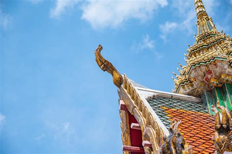 Thailand traditional temple rooftop with blue sky in bangkok city thailand. 15925293 Stock Photo ...