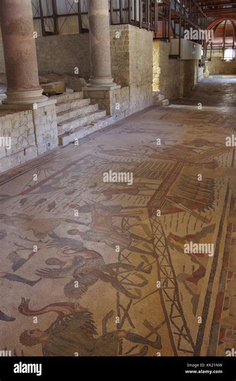 Piazza Armerina, Italy - September 11, 2017: Mosaics in Villa Romana del Casale, Piazza Armerina ...