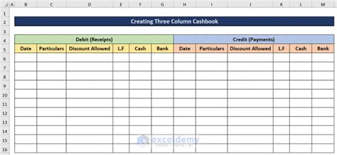 How to Create Three Column Cash Book in Excel - ExcelDemy