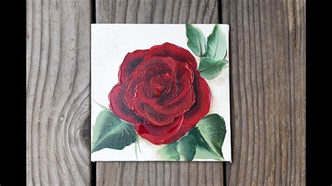 Easy Acrylic Paint a Red rose - Painting a Day #2 - YouTube