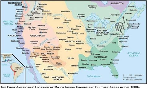 Map of Native American Tribes in the 1600s