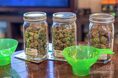 Medical Marijuana Dispensary Jars Photograph by Jim West/science Photo Library