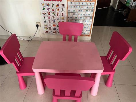 Ikea Kid's table & 4 chairs with free board, Babies & Kids, Baby Nursery & Kids Furniture, Kids ...