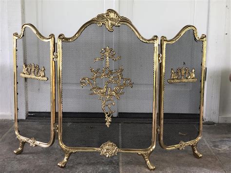 Antique Brass Fireplace Screens - Bicycle