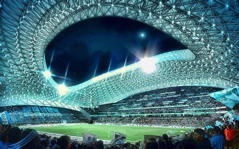 Soccer Stadium At Night Wallpaper