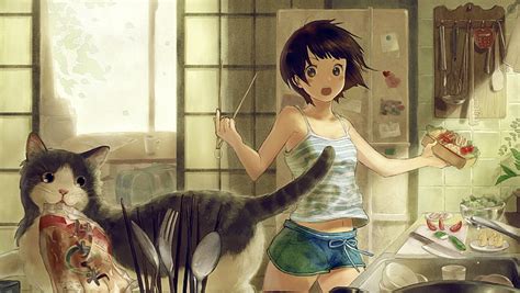 HD wallpaper: anime, cats, characters, drawings, girls, original ...