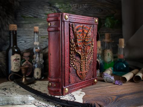 Red Dragon - A5 book of veg tanned leather. - Dragonarium