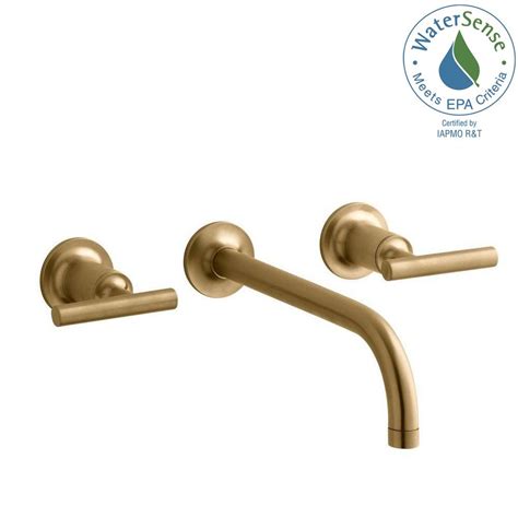 KOHLER Purist Wall-Mount 2-Handle Bathroom Faucet Trim Kit in Vibrant ...