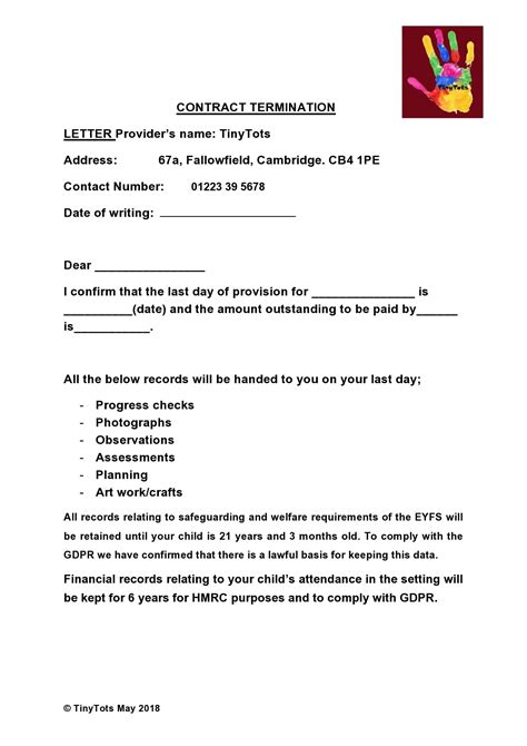 Free Contract Termination Letter Template - Printable Form, Templates ...