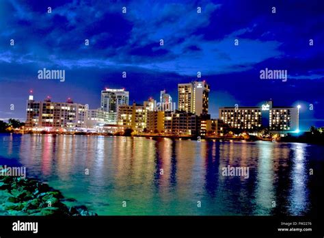 Condado beach in Puerto Rico at night Stock Photo - Alamy