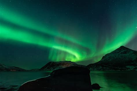 Green Aurora Borealis On The Starry Night Sky Wallpap - vrogue.co