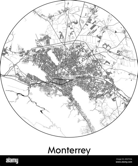 City Map Monterrey Mexico North America vector illustration black white Stock Vector Image & Art ...