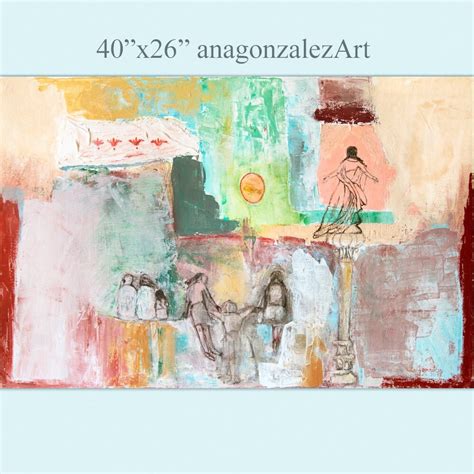 Large Painting Canvas 40x26 Wall Art Abstract Mixed Media - Etsy