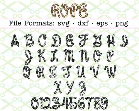 ROPE LETTERS SVG FONT -Cricut & Silhouette Files SVG DXF EPS PNG ...