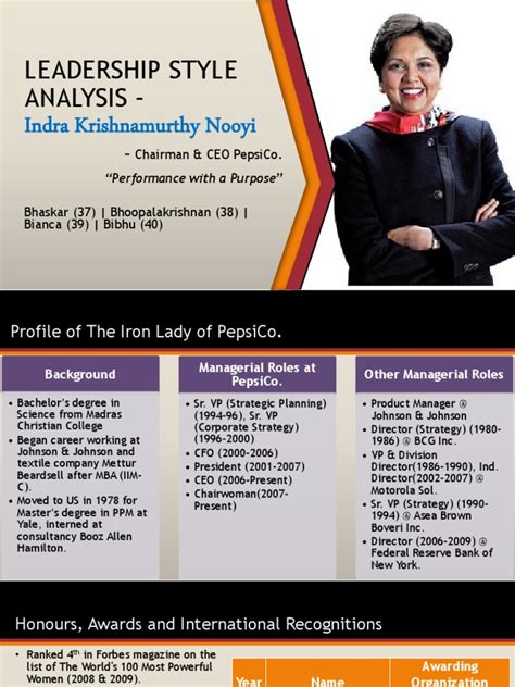 Leadership Style of Indra Nooyi | Business