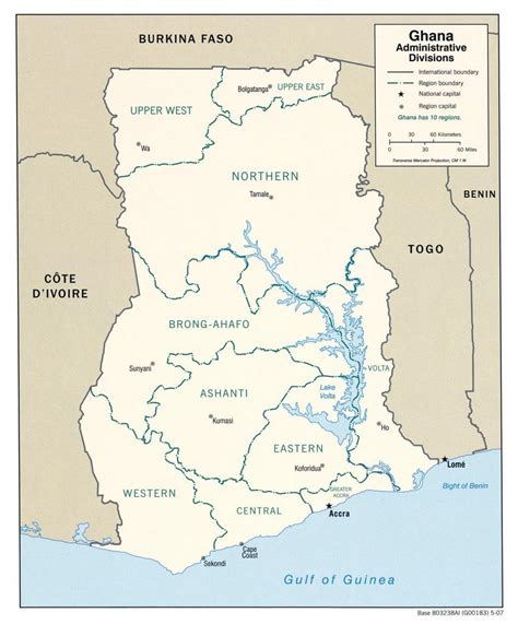 Map of ghana showing regions and districts - Ghana map with regions and ...