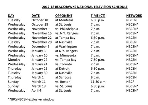 Chicago Blackhawks Tv Schedule | Examples and Forms