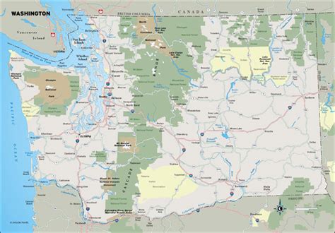 Large detailed map of Washington state with national parks and highways | Vidiani.com | Maps of ...