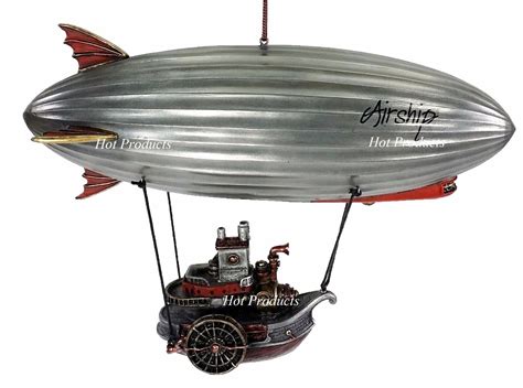 11" Steampunk Zeppelin Airship Blimp With Hanging Steam Paddle Boat Statue | eBay