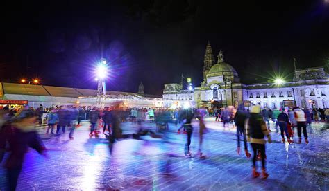 Ice Rink With Cardiff City Hall Photograph by Allan Baxter - Pixels