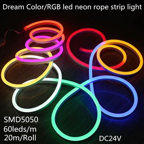 RGB Flat Led Rope Light DC24V Neon Strip Rope Light Led Rope Lights 60leds/M 20m/Roll LED Neon ...