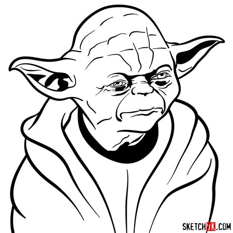 How to draw Yoda's face - Sketchok easy drawing guides