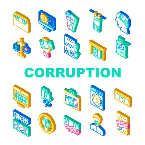 Corruption Problem Collection Icons Set Vector 8096081 Vector Art at ...