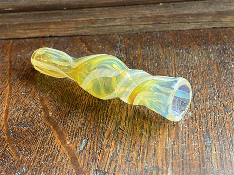 Yellow Fumed Glass Chillum - Sunflower Pipes Brooklyn’s Best Smoke Shop