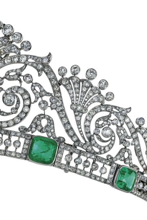 BELLE EPOQUE EMERALD AND DIAMOND TIARA, ATTRIBUTED TO MARZO Diamond Tiara, Royal Jewels, Emerald ...