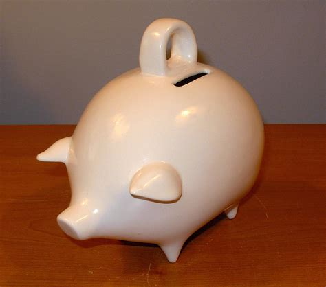 Ceramic Piggy Bank Vintage Design Classic White Glaze