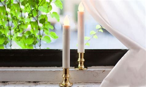 Flameless Taper Window Candle Set (8-Pack) with Holders & Remote | Groupon