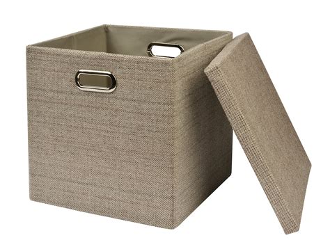 Collapsible Storage Cubes Bins 13"x13"13", Foldable Heavy-Duty Burlap Fabric Storage Box Basket ...