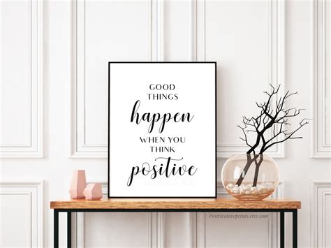 Positive Quote Print Think Positive Poster Inspirational | Etsy